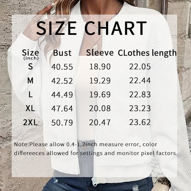 Womens Bomber Jacket Coat Casual Textured Stand Collar Zip Up Fall Fashion Jackets Outfits - Image 6