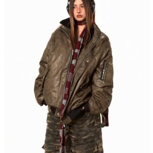 American-style Fake Two-piece Suede Bomber Jacket Cotton-padded Jacket