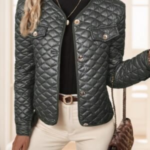 Clasi Elegant Diamond-Quilted Plus Size Women's Winter Short Padded Coat