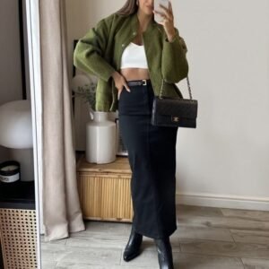 Women's Single-breasted Stand Collar Large Pocket Loose Bomber Jacket